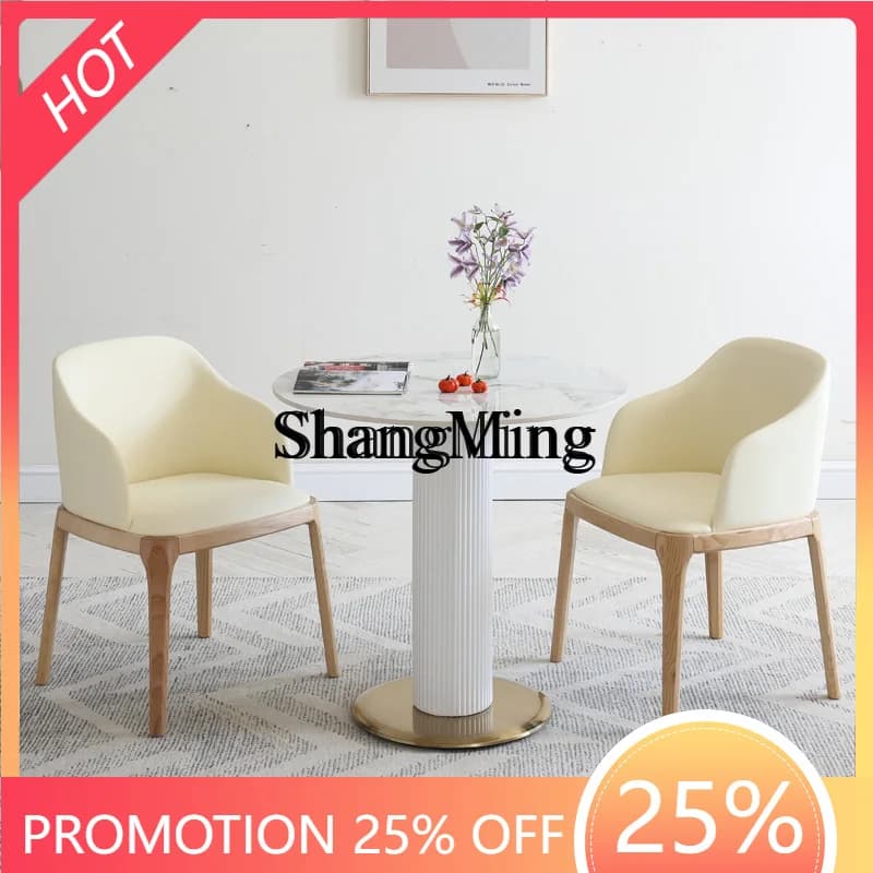 FG good-looking rock slab solid wood negotiation table and chair combination balcony dining table cafe leisure reception