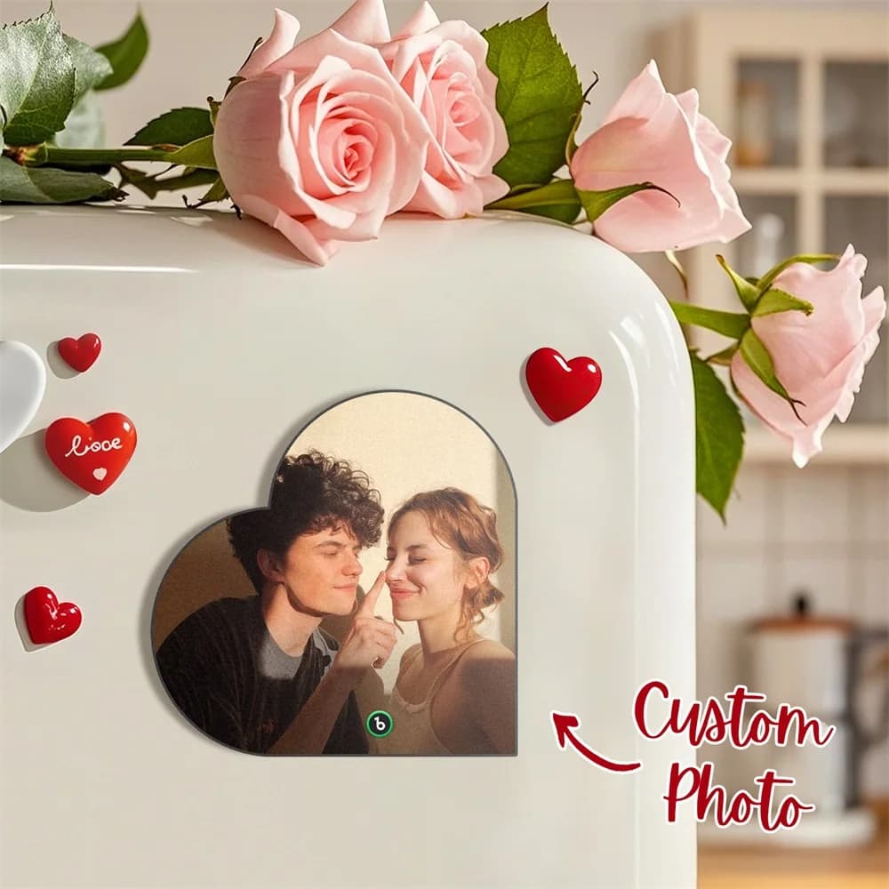 Fridgebeats™, Personalized Heart Shaped Music Fridge Magnets, Custom Photo Fridge Magnet Player, Birthday, Wedding Gifts
