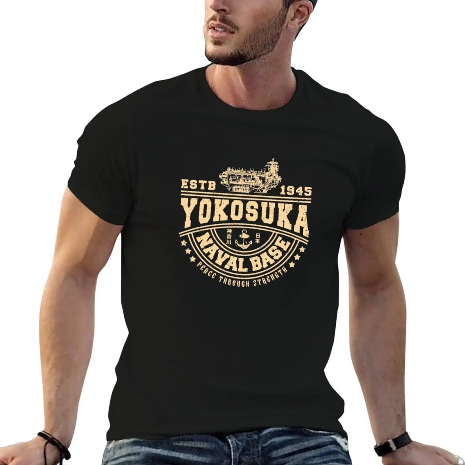 Yokosuka Naval Base, CVN76 USS Ronald Regan, Kanagawa Japan T-Shirt plus size clothes blue archive oversized t shirt men