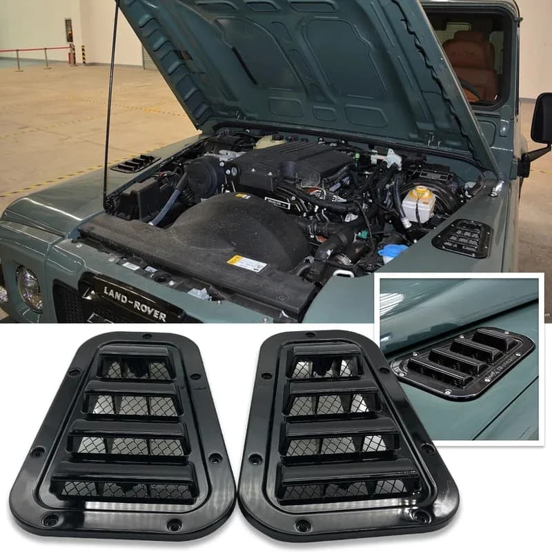 pair Front Bonnet Vents Hood side trim cover steel air flow intake scoop vent snow cover for Land Rover Defender
