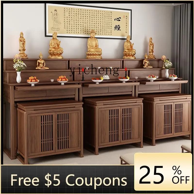 AB   black walnut modern solid wood three-layer incense table home Buddhist table incense table