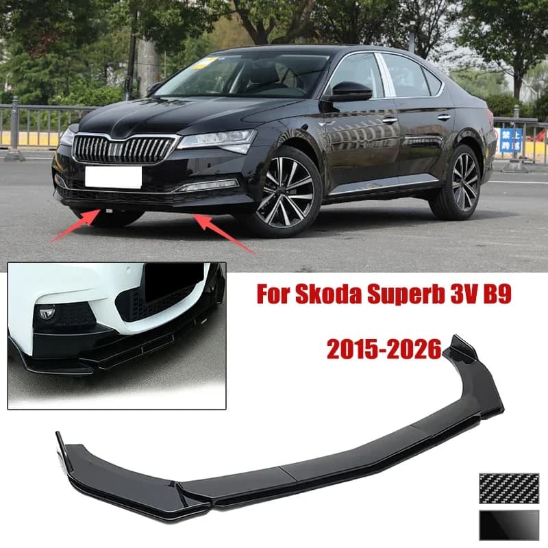 5pcs Front Bumper Shovel For Skoda Superb 3V B9 2015-2026 Spoiler Front Bumper Deflector Anti Scratch Protection Device