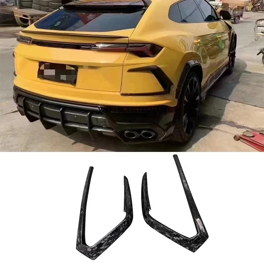 TC Style Dry Carbon Fiber Rear Bumper Vent Canards for  Urus 2018+ Car Rear Fender Canards Fins Trims Splitter
