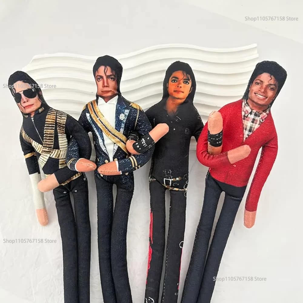 New 1PC/8pcs Michael Jackson Prop Plush Stuffed Figure Sculpture Ornament Joint Gift for Fans Abstract Style