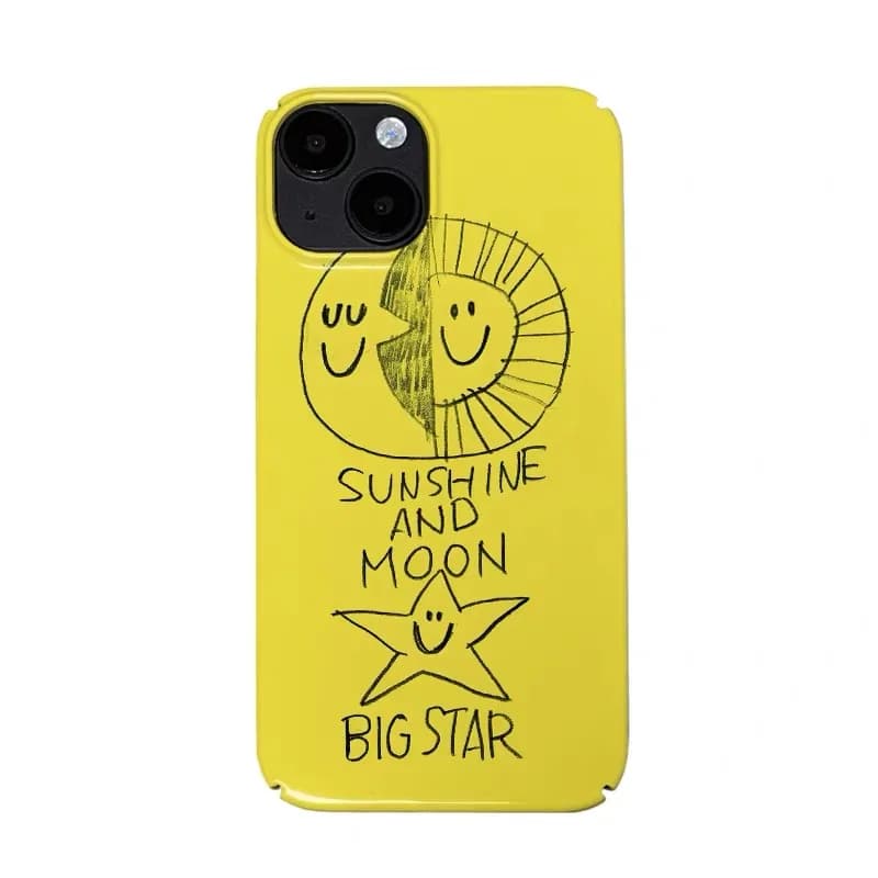 Ins Yellow Smiling Star Art Phone Case for IPHONE 17 Air 16E 15 PROMAX 14 Plus 13 12 MINI 11 PRO 16Plus XR Acrylic Phone Cover