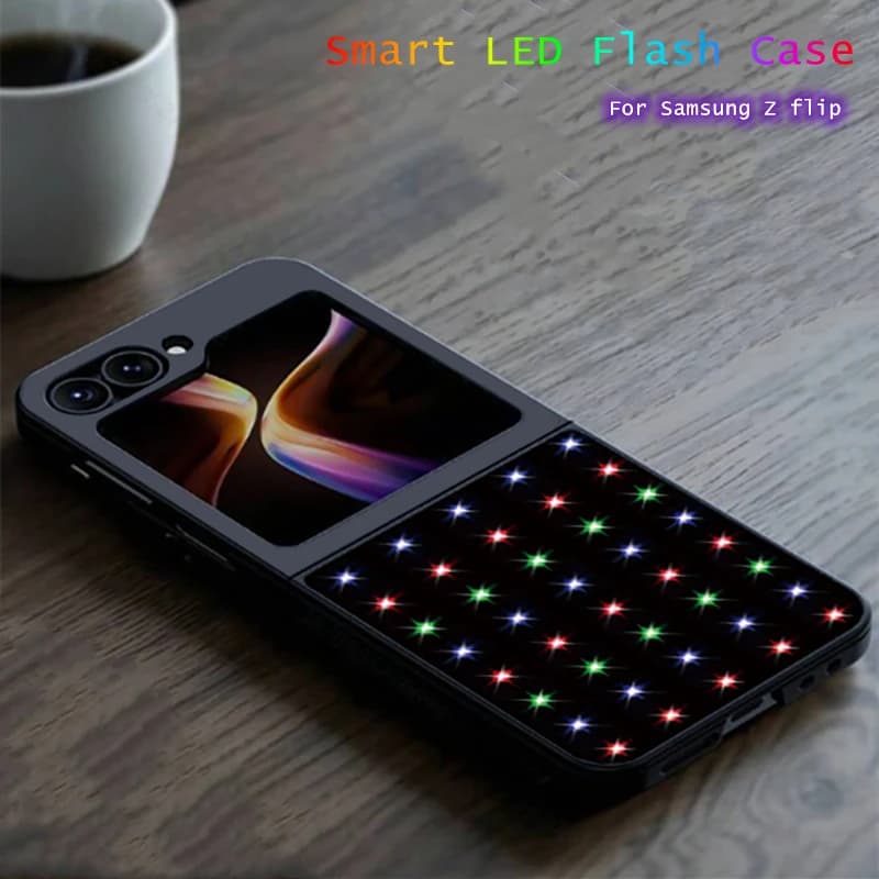 2026 New LED Flash Phone Case For Samsung Galaxy Z Flip ZFlip 7 6 5 4 Zflip6 Zflip5 Zflip4 Zflip7 Funda Luminous Glass Cover