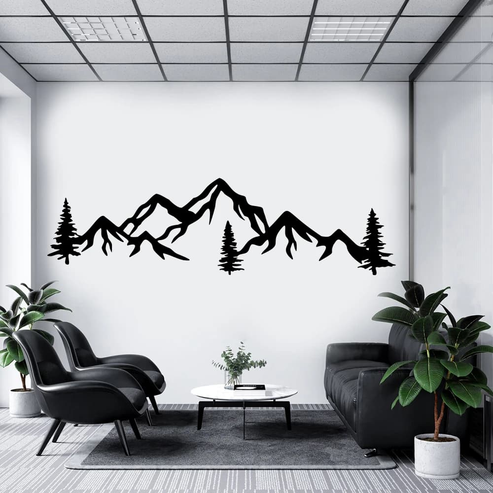 Large Mountain Pine Tree Wall Sticker Decal Jungle Woodland Wildlife Forest Travel Adventure Bedroom Office Playroom