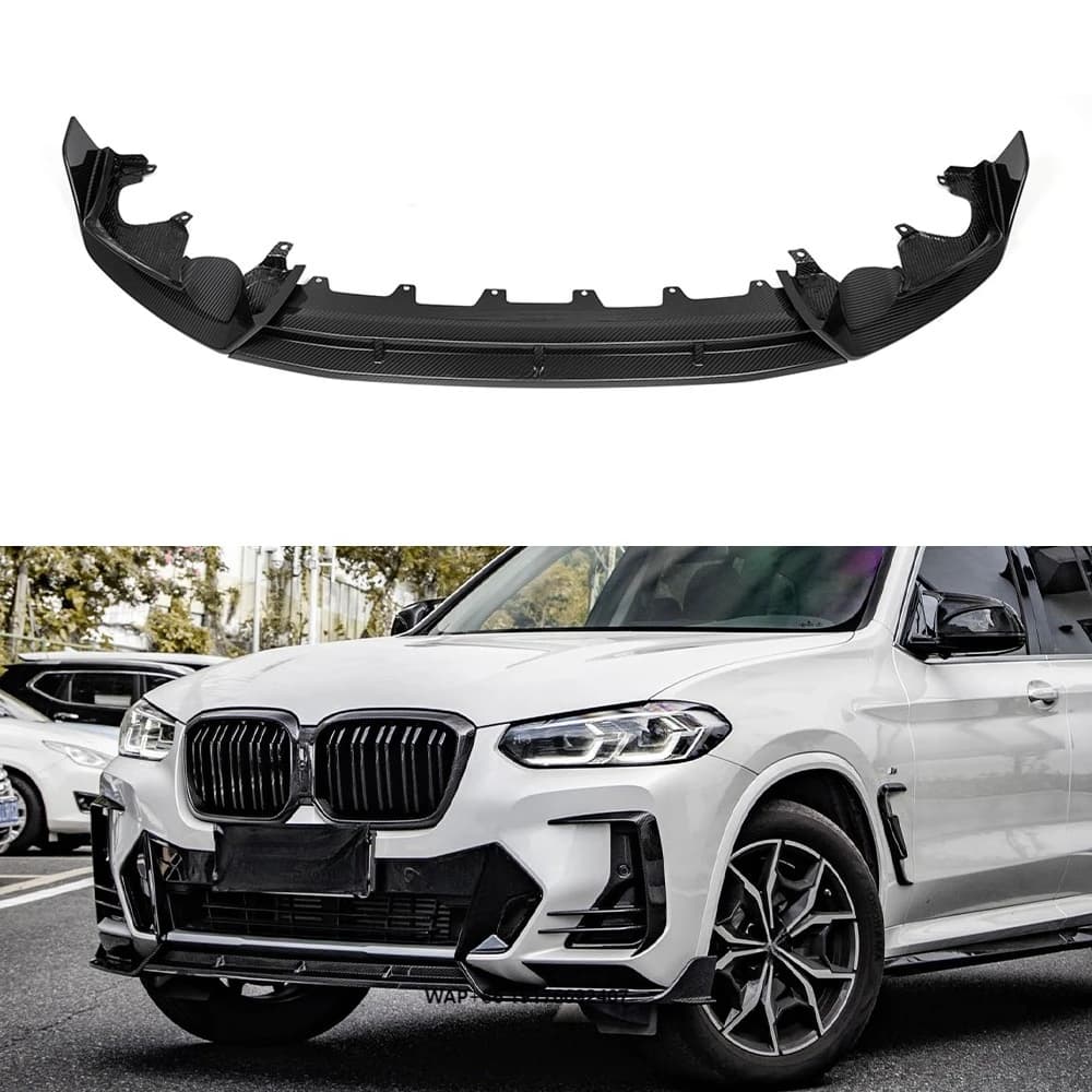 Front Bumper Spoiler forBMW X3 G01 LCI SQ Style Prepreg Carbon Fiber Car Front Lip