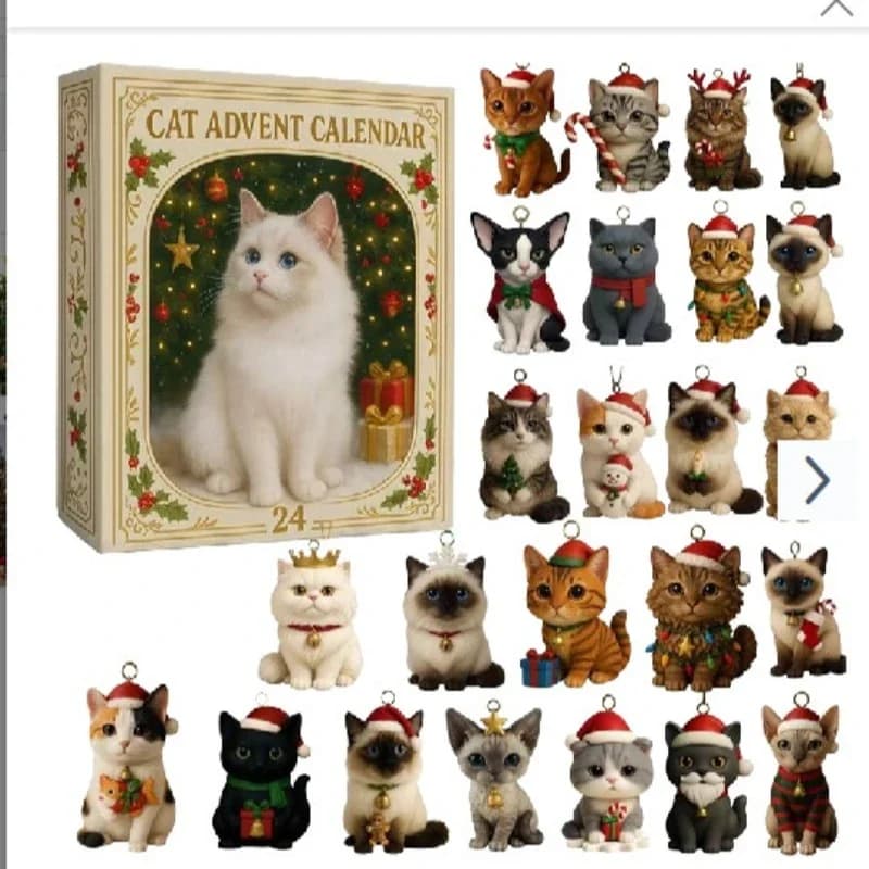 Advent Calendar 2025, 24 Days Christmas Countdown Calendar 2D Acrylic Cute Ornaments for Christmas Tree Decoration Bag Pendant
