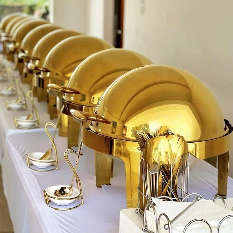 6.0L Golden Alcohol Stove Stainless Steel Buffet Stove Hotel Food Warmer Set Chafing Dish