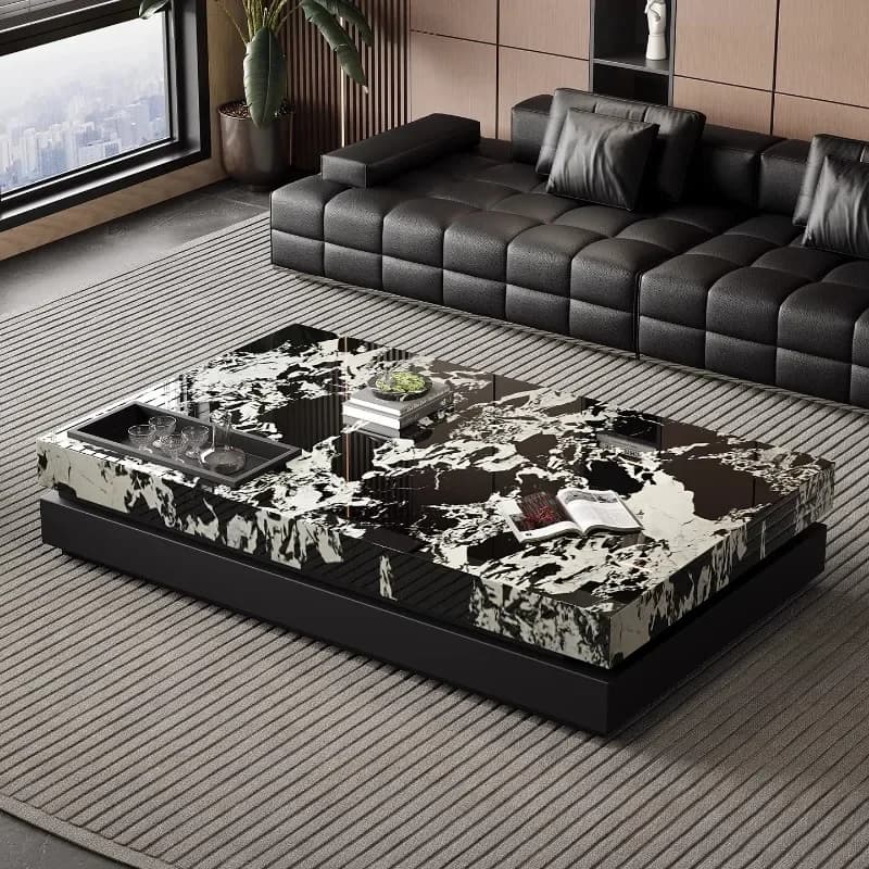 -+Italian Organizer Coffee Table Luxury Simple Floor Clear Coffee Table Glam Aesthetic Meubles De Salon Furniture Accessories