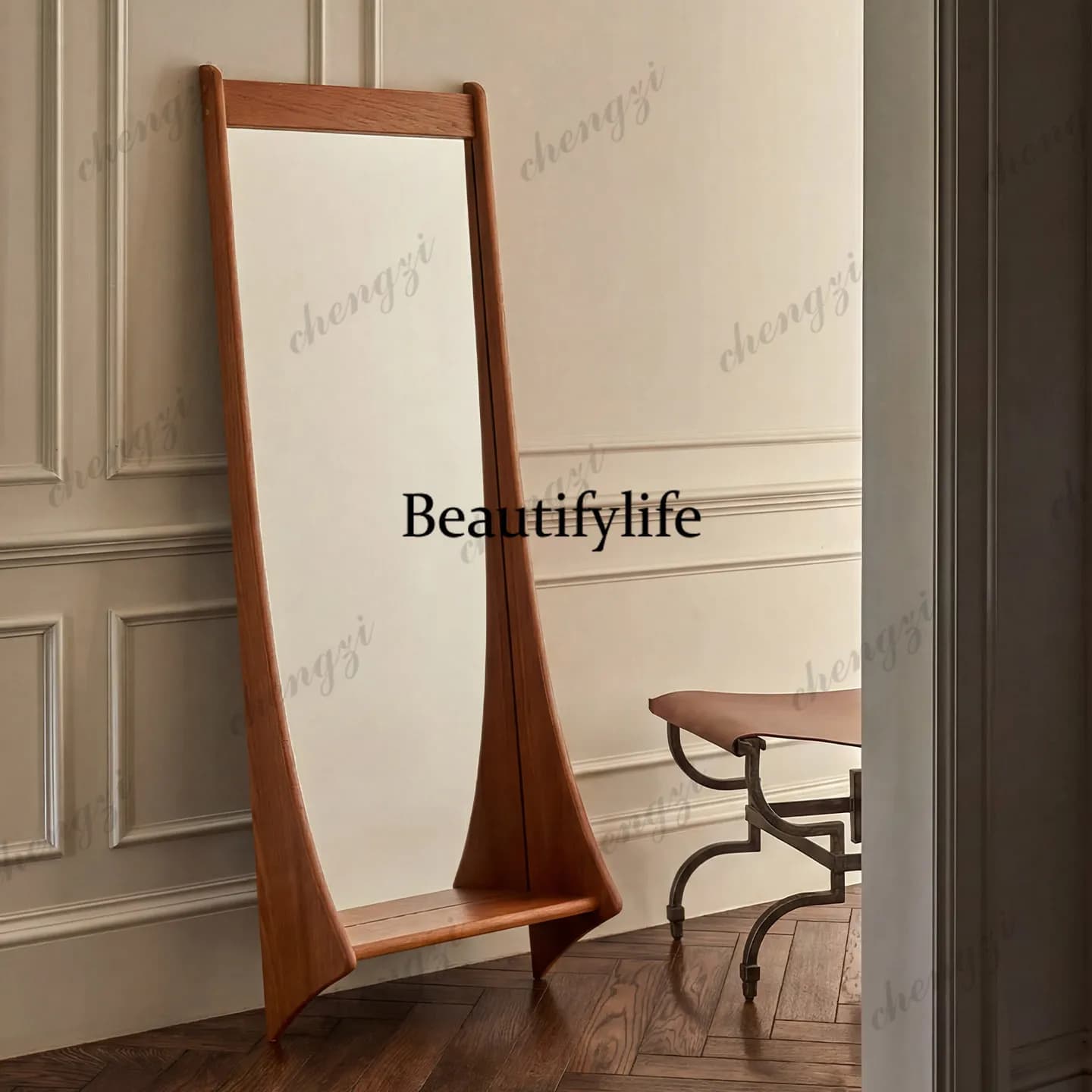 Medieval simple arc shadow full body mirror floor mirror home clothing store wall fitting mirror