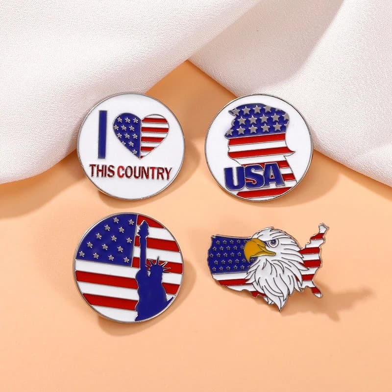 United States 250th Anniversary Brooch Independence Day American Flag Statue of Liberty Alloy Enamel Pin Brooch For DIY Clothing