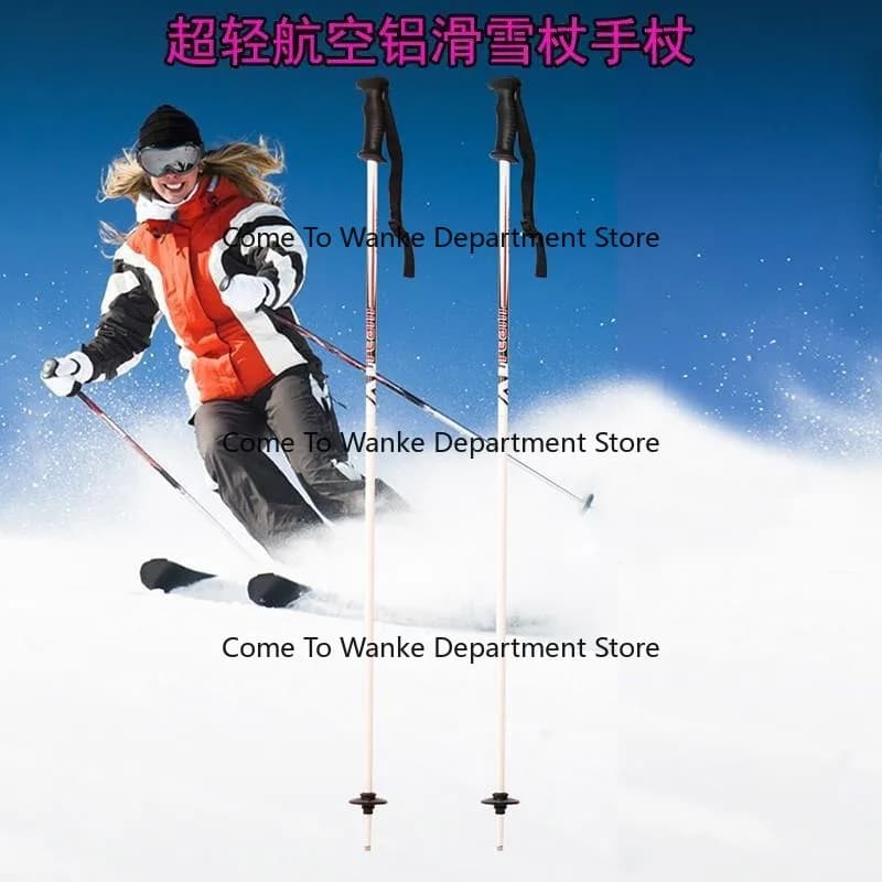 Adjustable 2-Section Ultralight Ski Poles Aluminum Alloy Trekking Hiking Poles Walking Sticks for Skiing Hiking