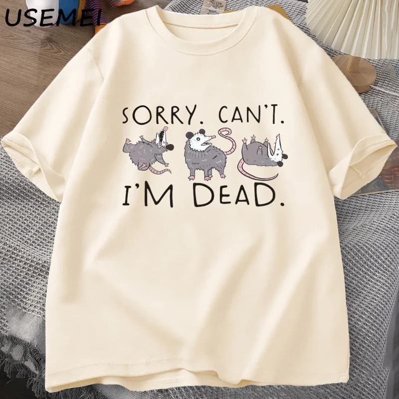 Possum T Shirt for Opossum Lover Funny Graphic T-Shirt Anxiety Attack T Shirts Cotton Short Sleeve Graphic T Shirts Streetwear