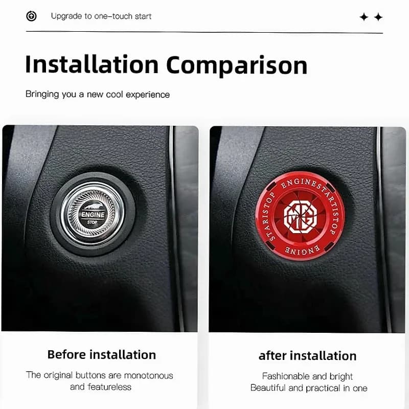 Car Engine Start Stop Button Cover Auto Ignition Trim Ring Car Push Start Cap For MG ZS MG4 EV MG HS MG3 MG5 EV Marvel R MG ONE