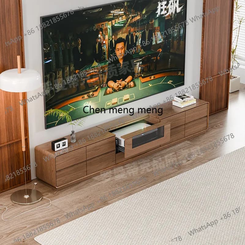 100-Inch laser TV special cabinet 120-inch solid wood automatic telescopic living room projection cabinet
