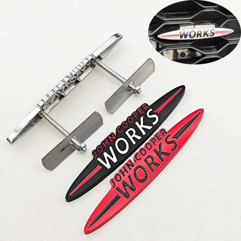 3D Metal Car Stickers Grille Badge Logo Works Emblem Decal For MINI Cooper JCW S F54 F56 F60 R50 R53 R55 R56 R57 R60 Accessories