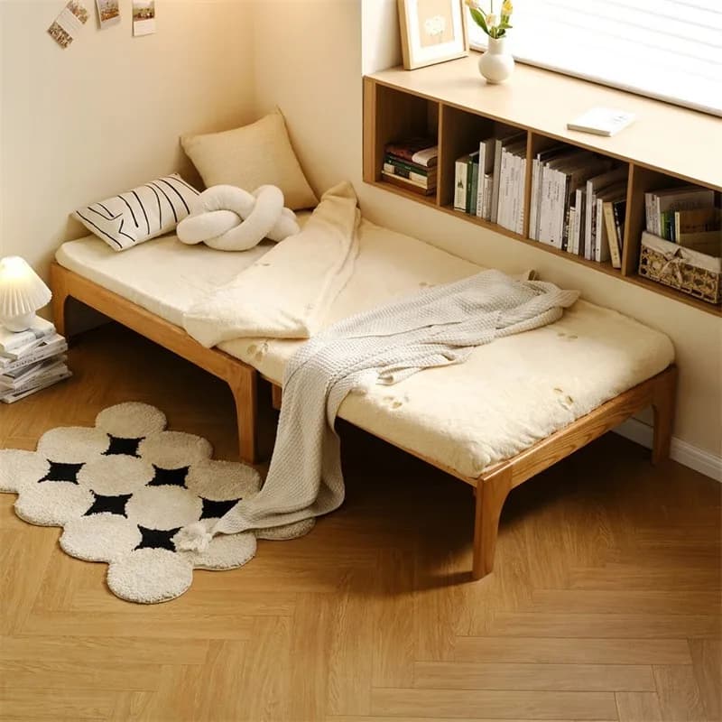 Small apartment bedroom furniture single bed Nordic log style
