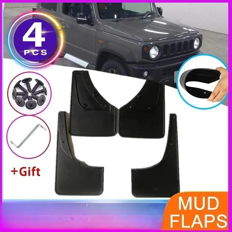 DING PENG BO 4PCS Mud Flaps Splash Guards Compatible With Jimny Sierra JB64W JB74W 2019-2023 Front Rear Wheel Accessories