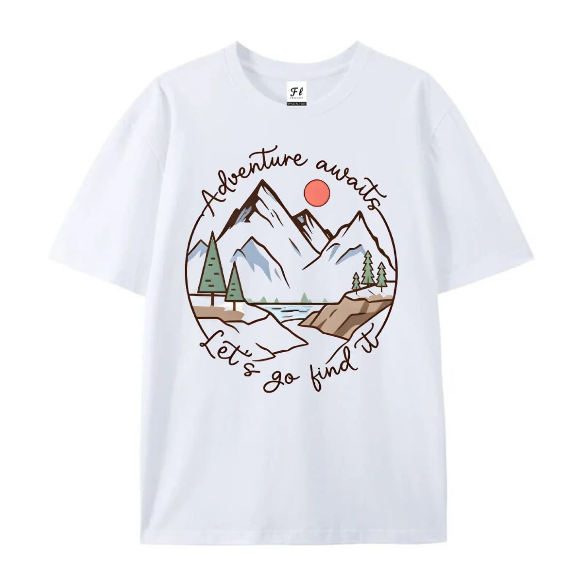 Women Mountain Adventure Graphic T Shirt O Neck Short Sleeve Tops Unisex Loose Cotton Tee Outdoor Camping Nature Daily Wear