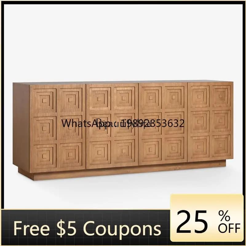 FF French antique side cabinet solid wood retro wall storage cabinet living room furniture