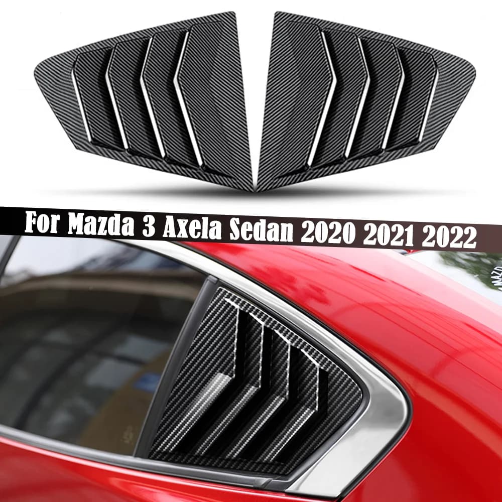 Car Rear Window Shutter Cover Trim Scoop Side Air Vent Louver StickerFor Mazda 3 Axela Sedan 2020 2021 2022 Car Styling