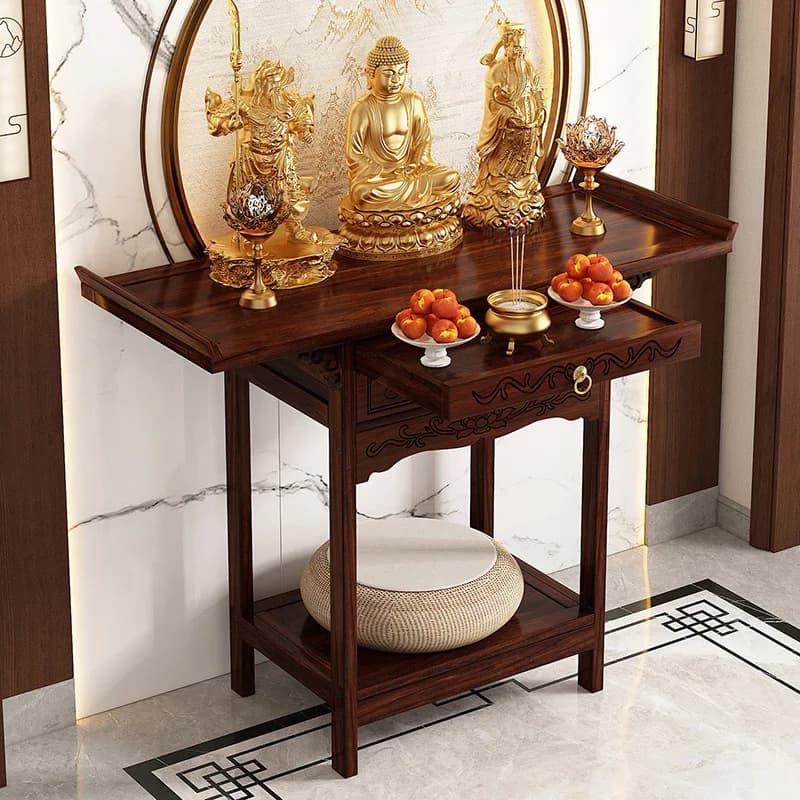 YFY New Chinese Solid Wood Entrance Modern Simple  Offering Incense Case Table Buddha  God of  Offering