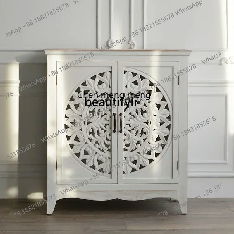 D178 YY yj European Style French Style French Style Wood Carved Hallway Sideboard Cabinet Low Cabinet Shoe Cabinet Locker