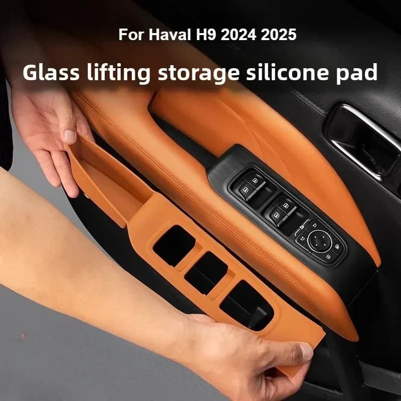 For GWM Haval H9 2024 2025 Car Window Lifting Panel Silicone Pad Anti-scratch Protective Mat with Door Armrest Storage Box