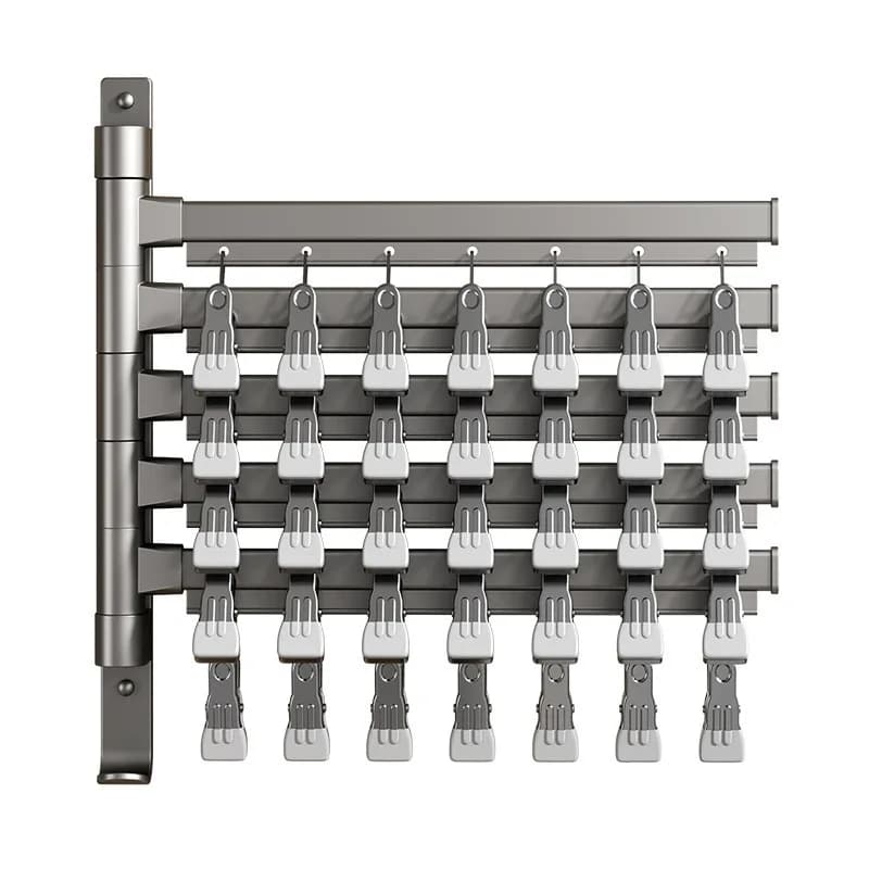 Socks drying rack punching-free multi-clip folding rotating balcony household underwear multi-functional drying rack artifact