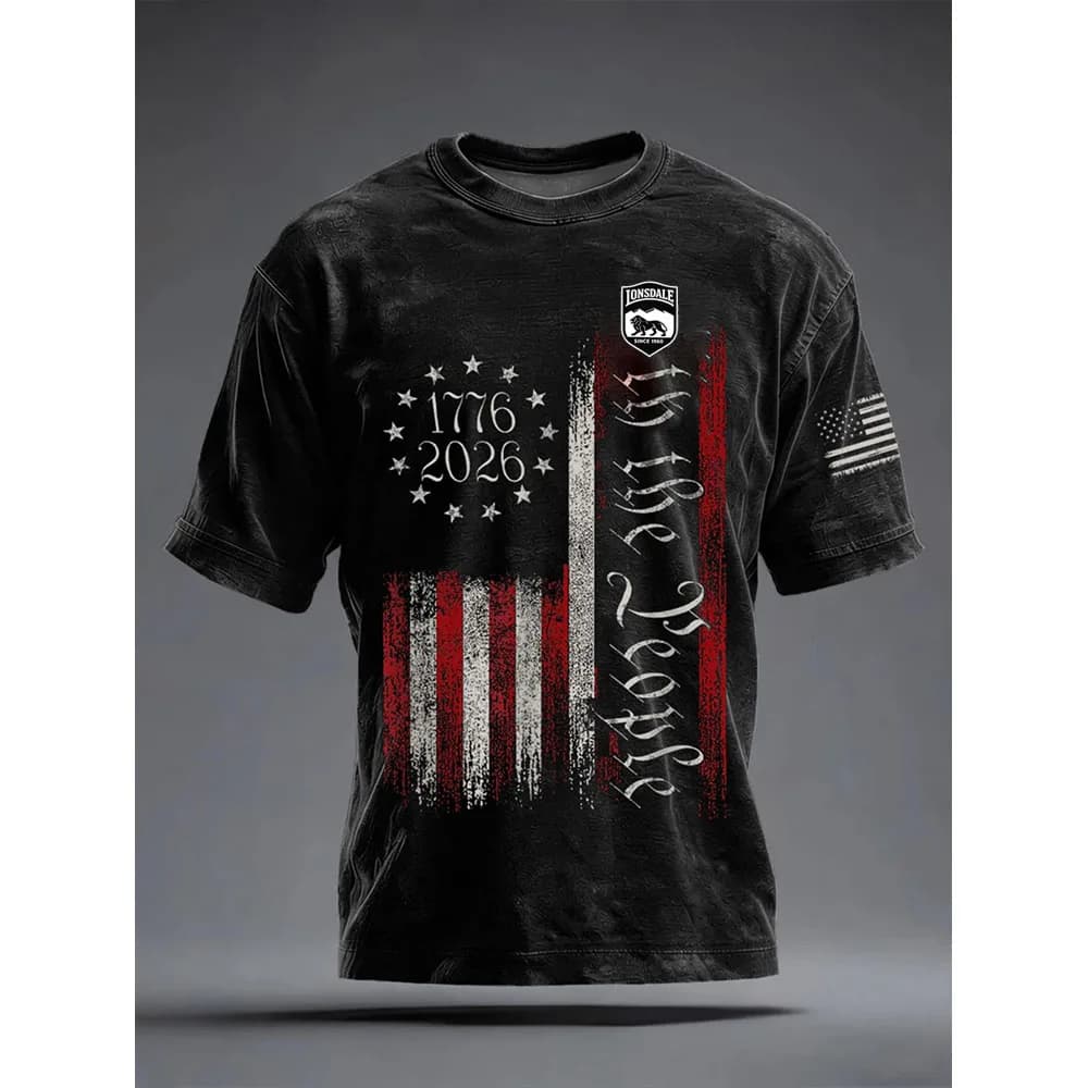 Men's street casual versatile shoulder loose short sleeved T-shirt retro 3D digital