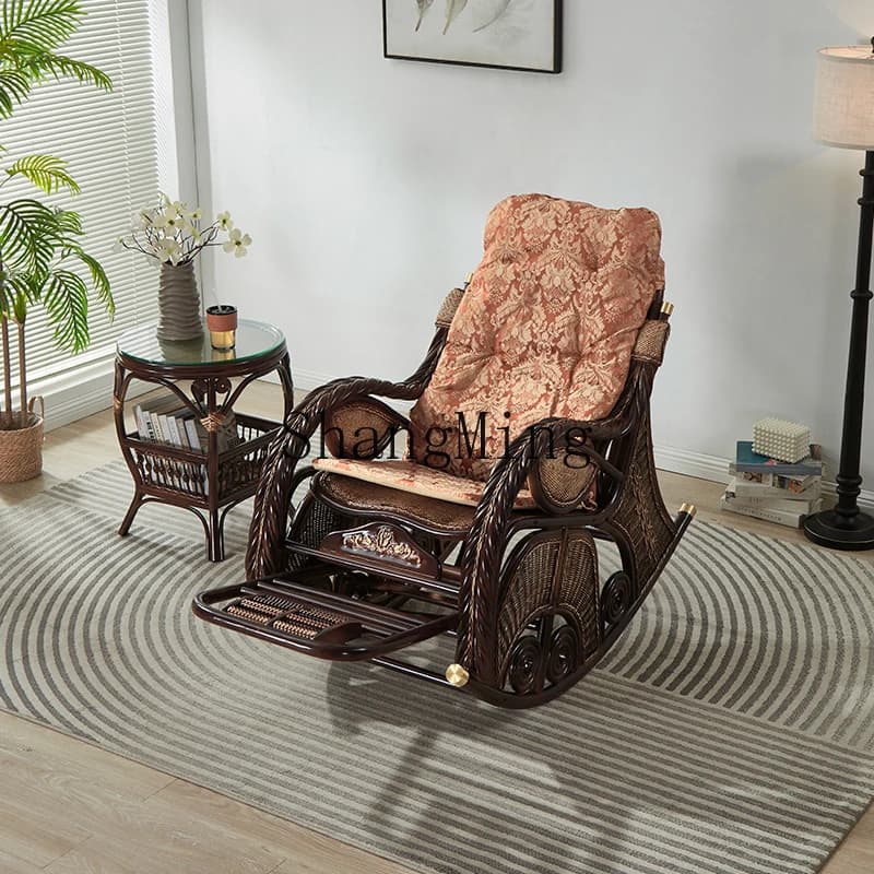 CL classical rattan chair, lazy balcony lunch break, happy home solid wood recliner