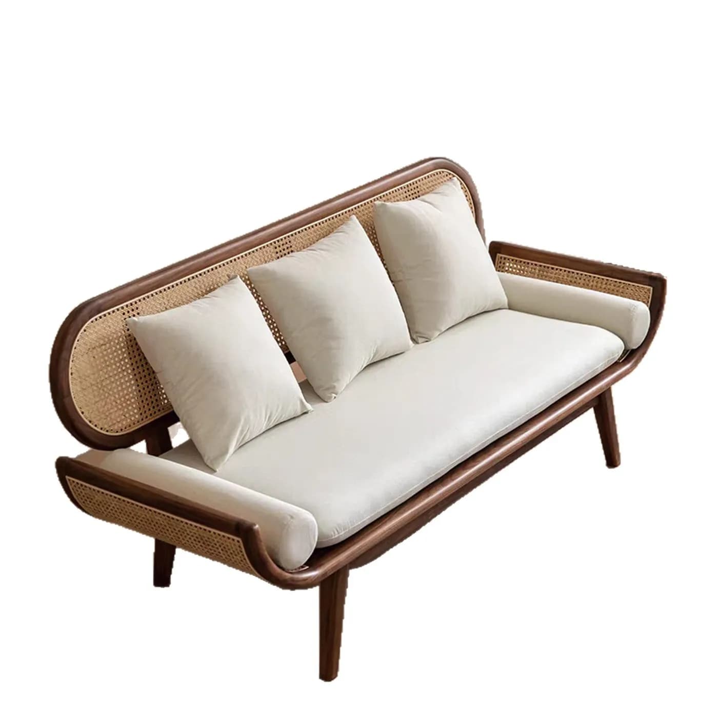 CX retro rattan sofa simple solid wood single double chair