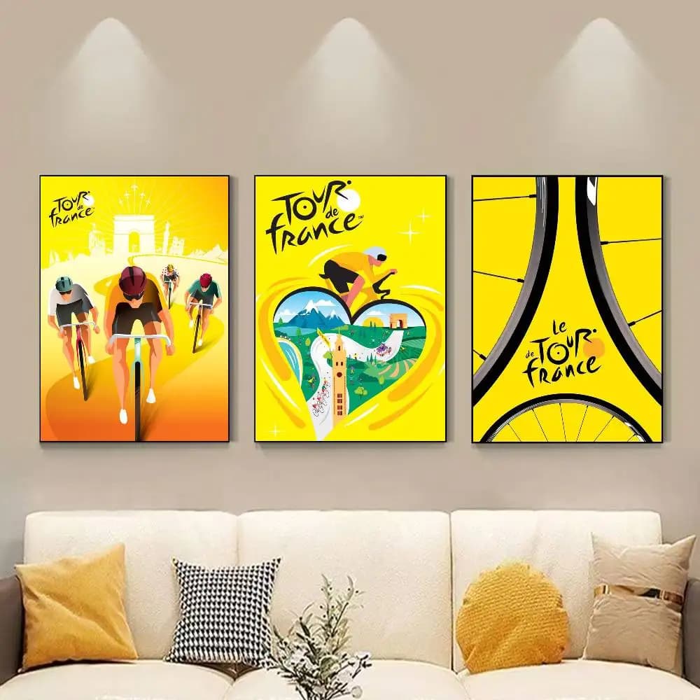 Sports Bike Cycling Tour De France Poster Versatile HD Waterproof Wall Art Self-Adhesive Decor for Any Space Ideal Gift