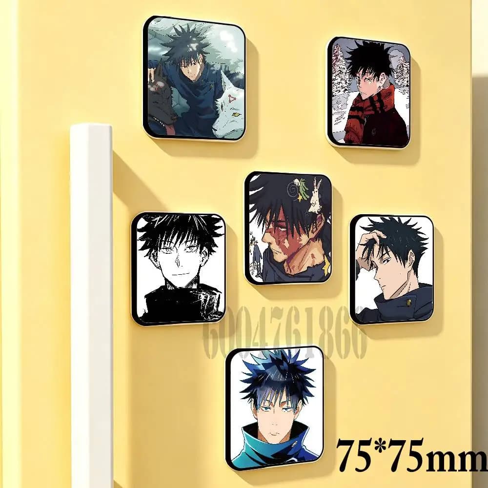 M-Megumi Fushiguro 75mm Square Cute Fridge Magnet Refrigerator Magnet Apartment Decor Gift For Friends Collection