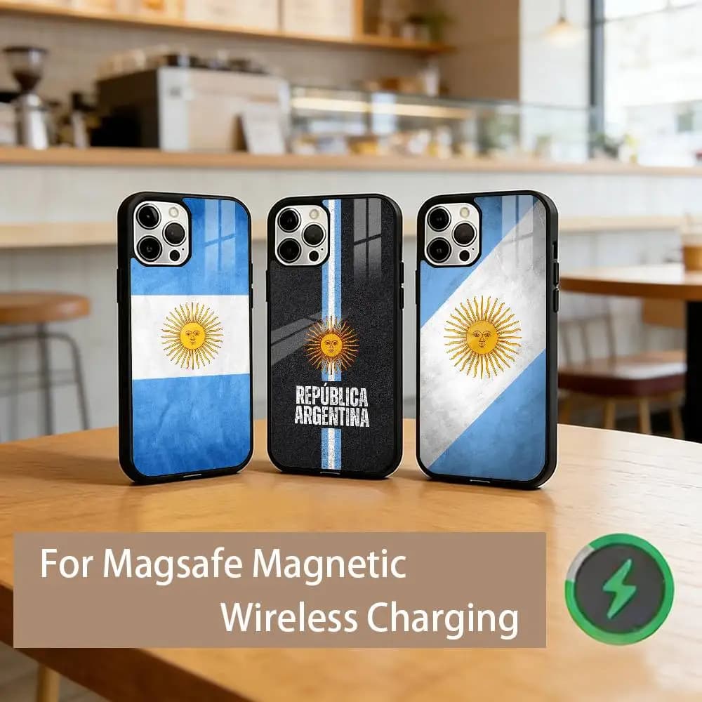 Argentina Flag Aesthetic Phone Case For iPhone17,16,15,14,13,12,11 Plus,Pro Magnetic with Magsafe Wireless Charging