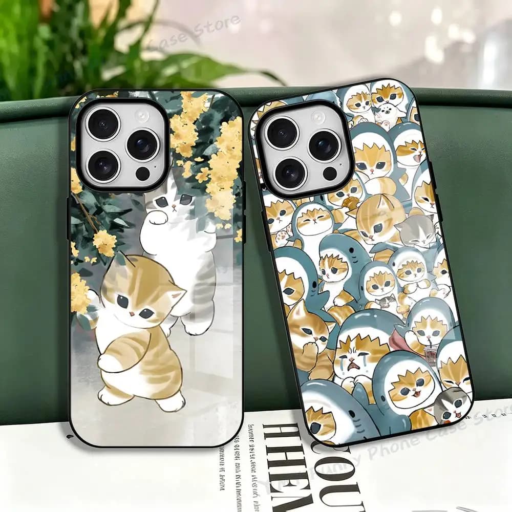 Anime M-Mofusands Magnetic For Case For Iphone 17,16,15,14,13,12,11 Pro Max Mini Plus Frosted Shell Cover