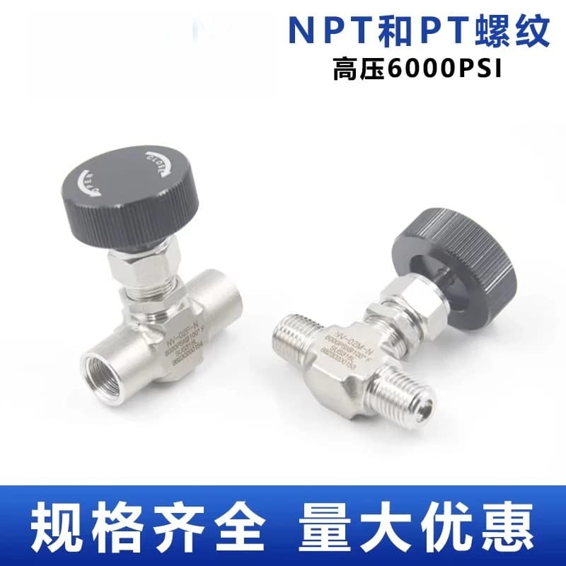316L Stainless Steel External Wire Needle Valve, Straight Through Internal Thread External Thread