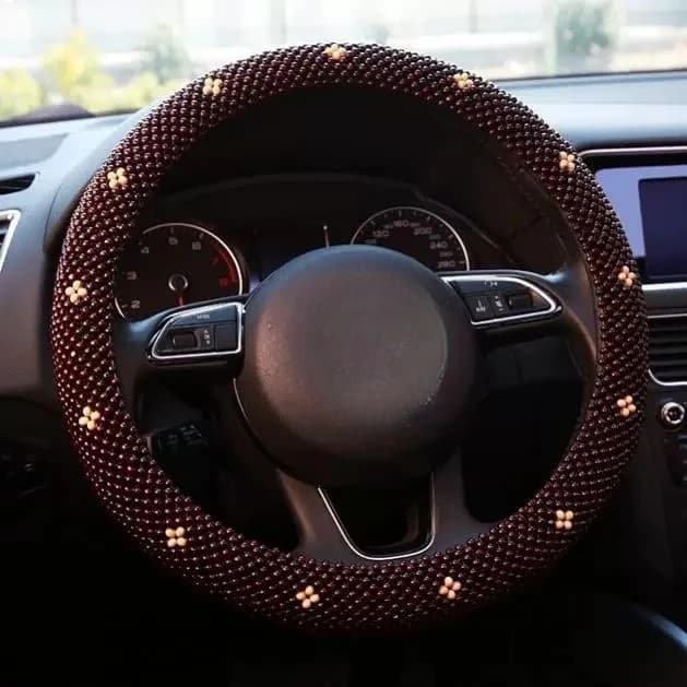 Summer Wooden Bead Car Steering Wheel Cover Grips Medium Can Be Used in All Seasons
