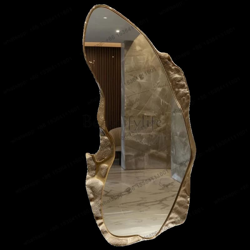 French light luxury special-shaped decoration full body floor mirror living room wall-mounted fitting mirror bedroom