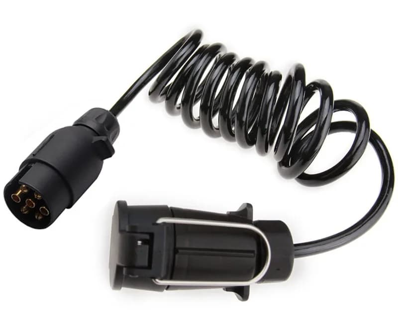 12 7 PIN PLUG TRAILER LIGHTING TOWING COILED CURLY CONNECTING CABLE LEAD