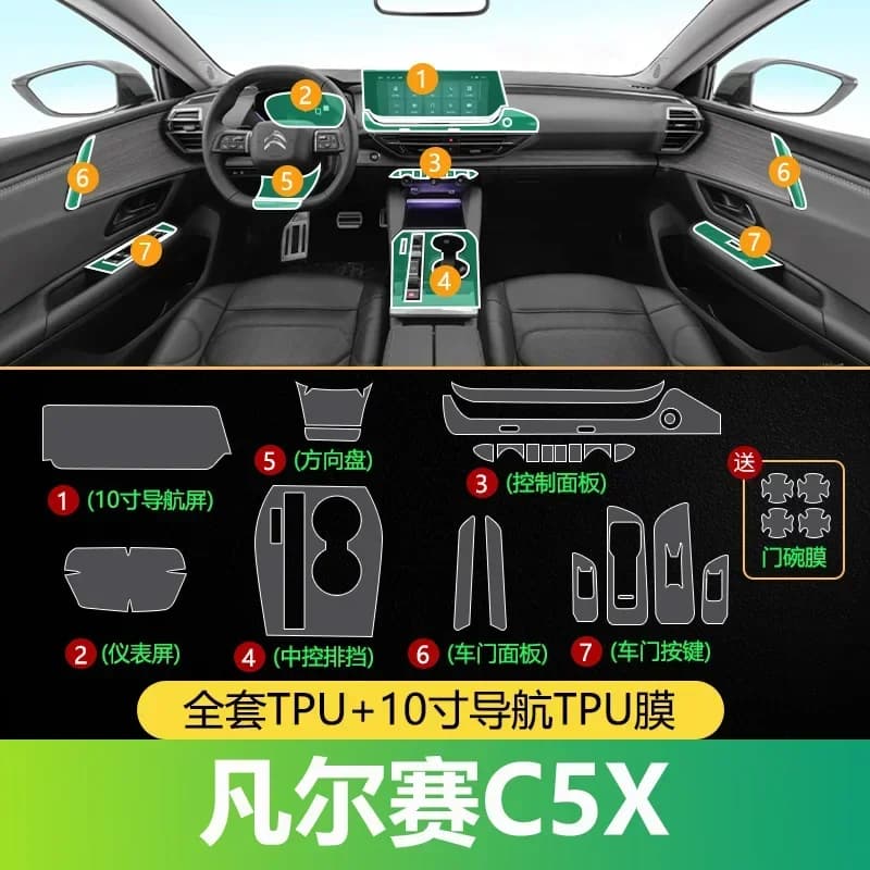 Tpu Transparent Film for Citroën C5X Car Interior Sticker Console Dashboard Screen Protect Film Car Interior Decor Accessories