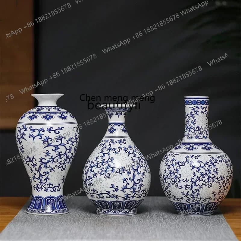 K182K182Vase Ceramics   High-end Porcelain Jingdezhen Blue and White Porcelain Chinese Living Room Crafts Ornament