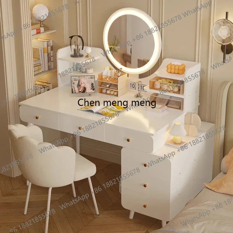 Italian Minimalist Vanity Table Glam Trendy Multifunctional Bedroom Vanity Table With Lights Cute Meuble Rangement Furniture