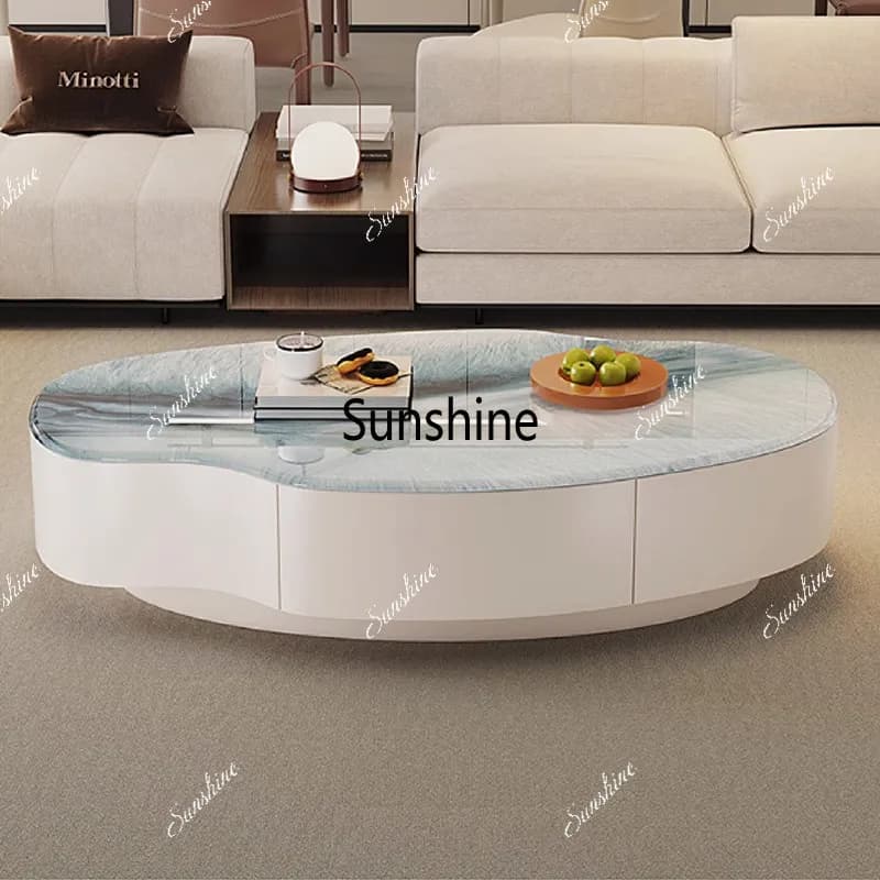 Irregular Drawer Coffee Table Decoration Designer Minimalist White Coffee Table Modern Storage Meuble Salon Furniture For Home