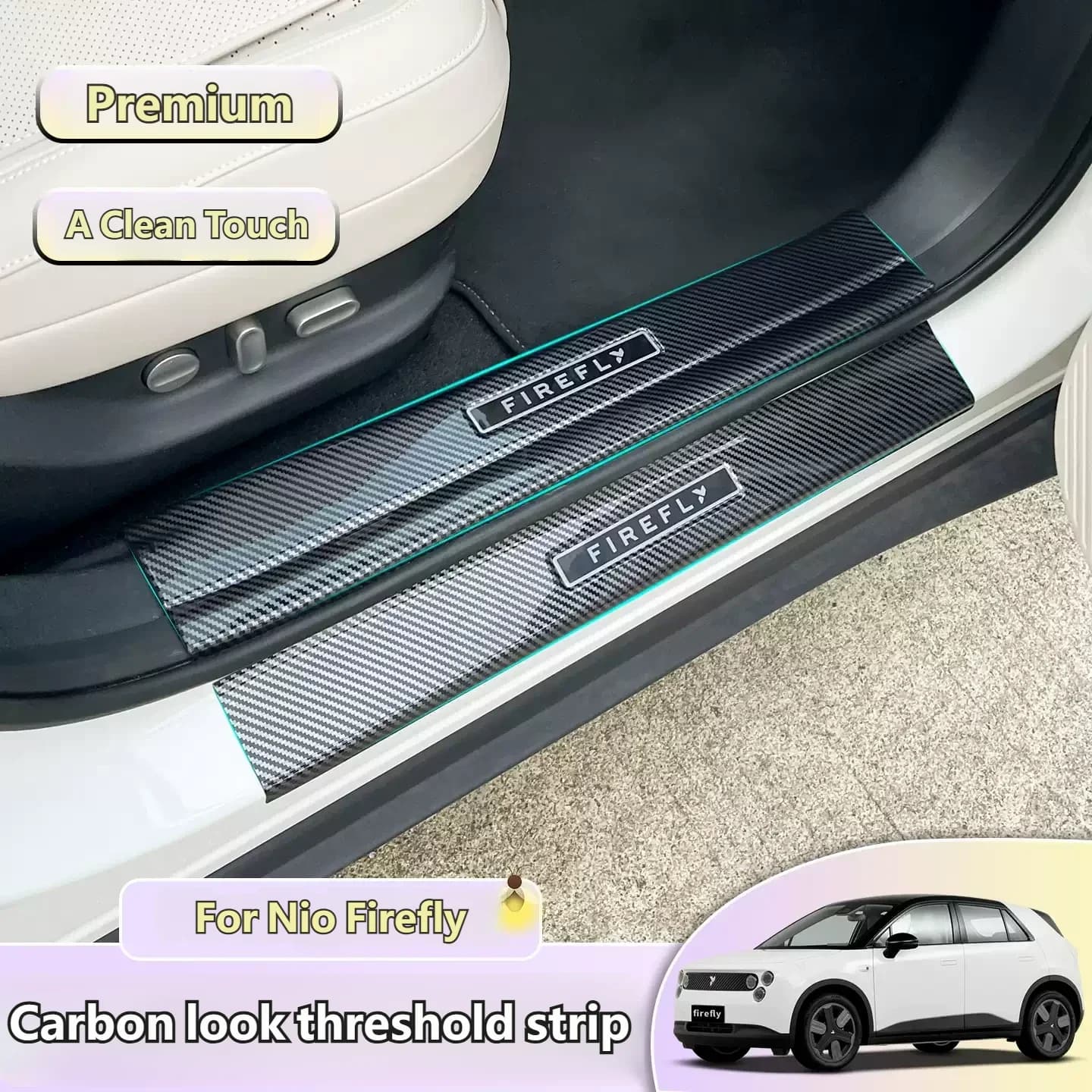 For Nio Firefly Car Threshold Strip Anti Scratch Welcome pedal Door Sill Protector ABS Carbon Look Door Sill Pedal Scuff