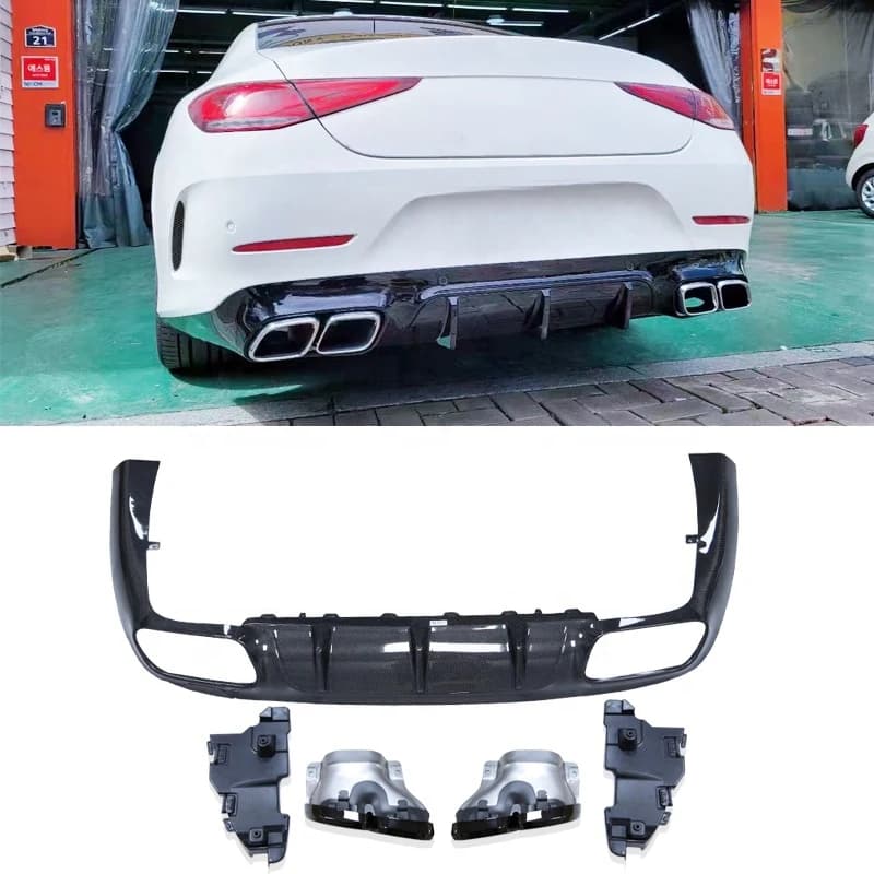 Carbon Fiber C257 Rear Bumper Lip for   CLS400 CLS550 CLS63  Sedan20 18-2021