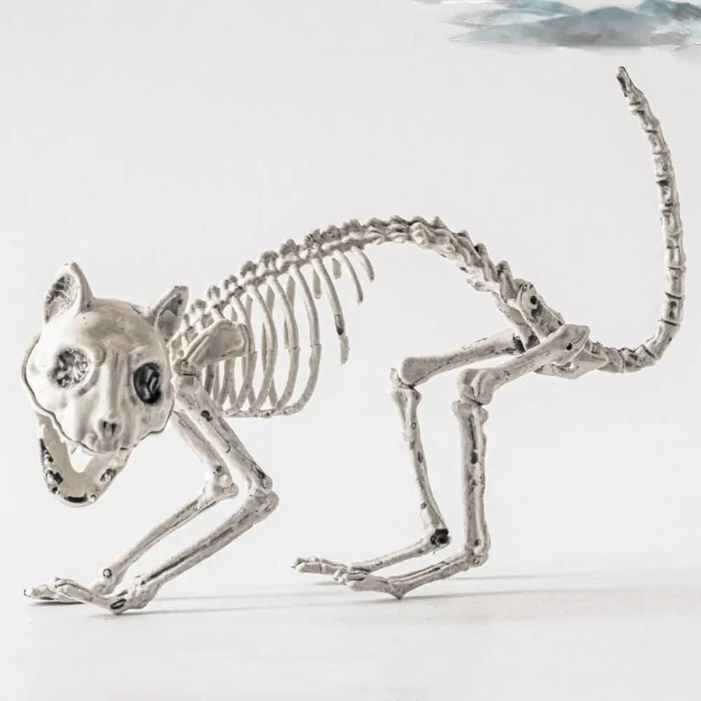 Long Lasting Halloween Prop Durable Plastic Skeleton Halloween Skeleton Decor for Courtyard Graveyard Cat Dog Bird Rat Goat Head