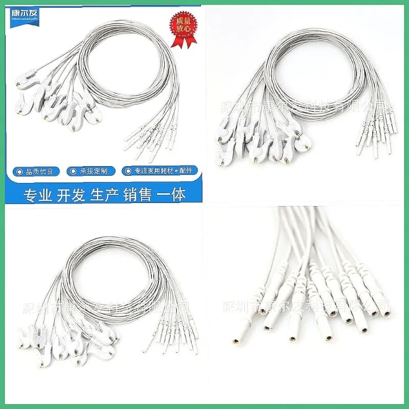 EEG Electrode Cable with Alligator Clips, 1.5M Length, Female Socket to Small Clips for Brainwave Monitoring Devices